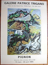 AFFICHE ORIGINALE- PIGNON -1985-GALERIE PATRICE TRIGANO- 72 CM /52 CM