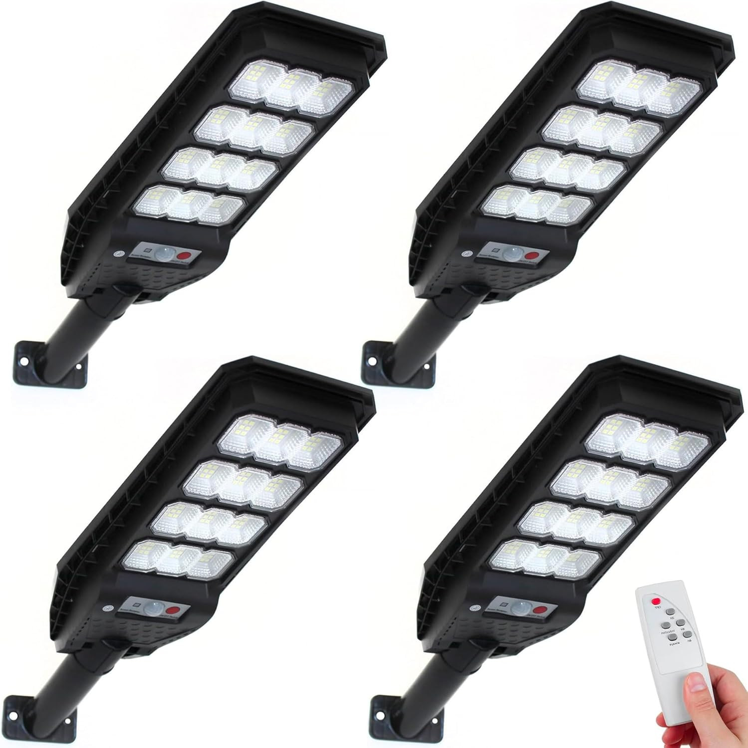 4 Lampioni Stradali Solari 200W LED - Illumina il Giardino Senza Cavi