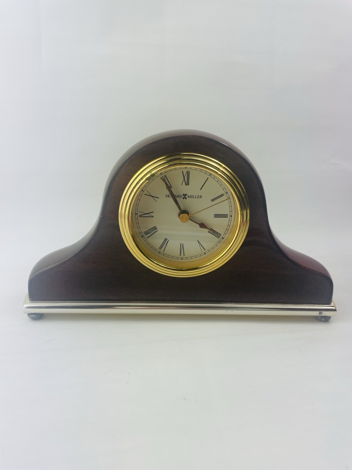Vintage Howard Miller Wood Table Alarm Clock Quartz Movement Shelf Mantel WORKS!