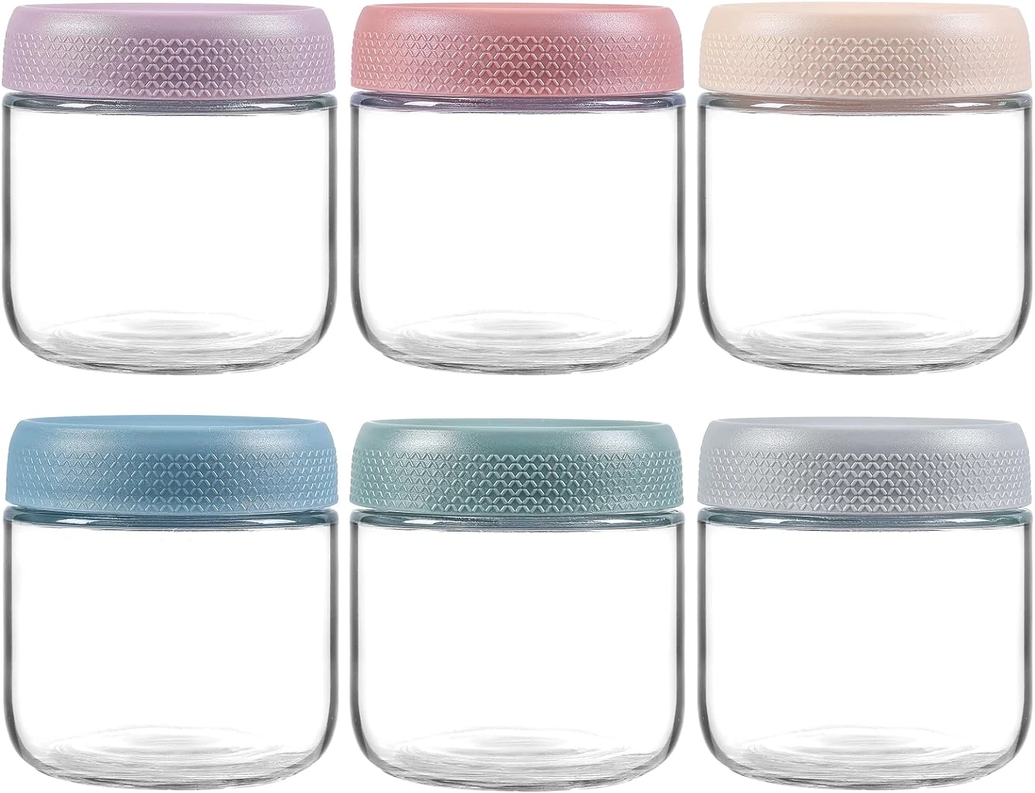 6-PK 10oz Glass Food Storage Jars with Airtight Lids - Overnight Oats Containers