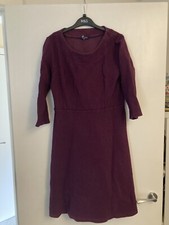 JOULES Shay Textured Knit A Line Dress Size 16 Plum 3/4 Sleeves Stretch