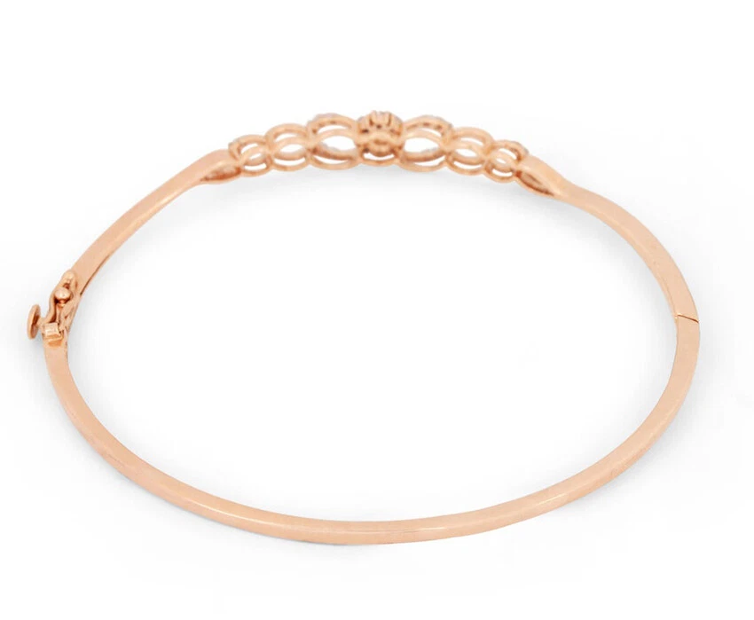 1.08ct Natural Round Diamond 14K Solid Rose Gold Wedding Anniversary Bracelet - Image 4 of 4