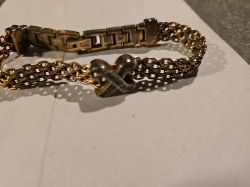 Anne Klein Mesh Chain Link Adjustable Bracelet with Rhinestone X R71 - Picture 3 of 6
