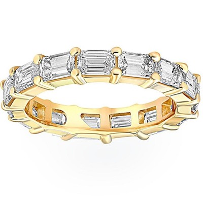 5 kt Smaragd Moissanit Eternity Ring in 14 Karat Gelbgold