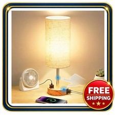 Table Lamp with USB-C and USB-A Ports, Touch Control, AC Outlet