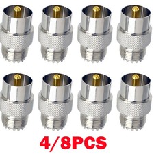 4/8x Quick Push-on Slide On For UHF PL259 Male to SO239 Female Coaxial Adapter