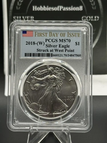 2018-(W) $1 Silver Eagle PCGS MS70 First Day of Issue Struck at West Point
