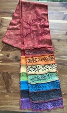 RAINBOW GREATER GOOD 100% COTTON SCARF MADE IN NEPAL MULTI COLOR SYMBOLS SUN