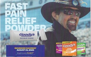 HTF! 2026 RICHARD PETTY NASCAR "DATED 8 15 2026 RICHMOND GOODY'S" POSTCARD! B/B!