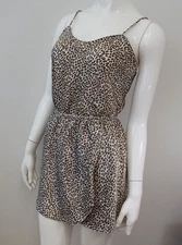 Vintage Wondermaid Leopard Print Half Slip & Camisole Set Lingerie MEDIUM Black