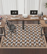 Office Chair Mat for Hardwood Floor, 72"x48" Easy 48"x72" Brown Gray Plaid