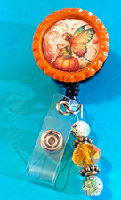 Id badge holder retractable alligator clip Fairy Orange