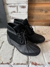 Ugg Greda Waterproof Duck Boot Black Leather Snow Boots Women  s 9 Fur Lined