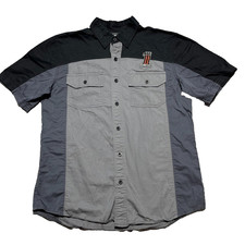 Harley Davidson Shirt Mens Medium Gray Shop Mechanic Motorcycle Biker Workwear