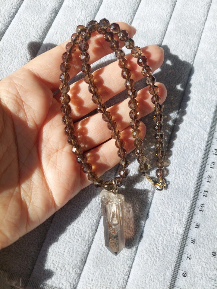 Einzigartige Halskette aus echtem Rauchtopas📦✨️ 45 cm lang