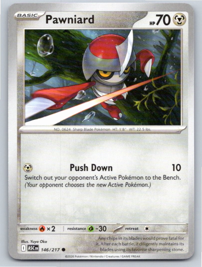2026 POKEMON PAWNIARD ASCENDED HEROES 146/217 COMMON NM A6124 FREE S&H