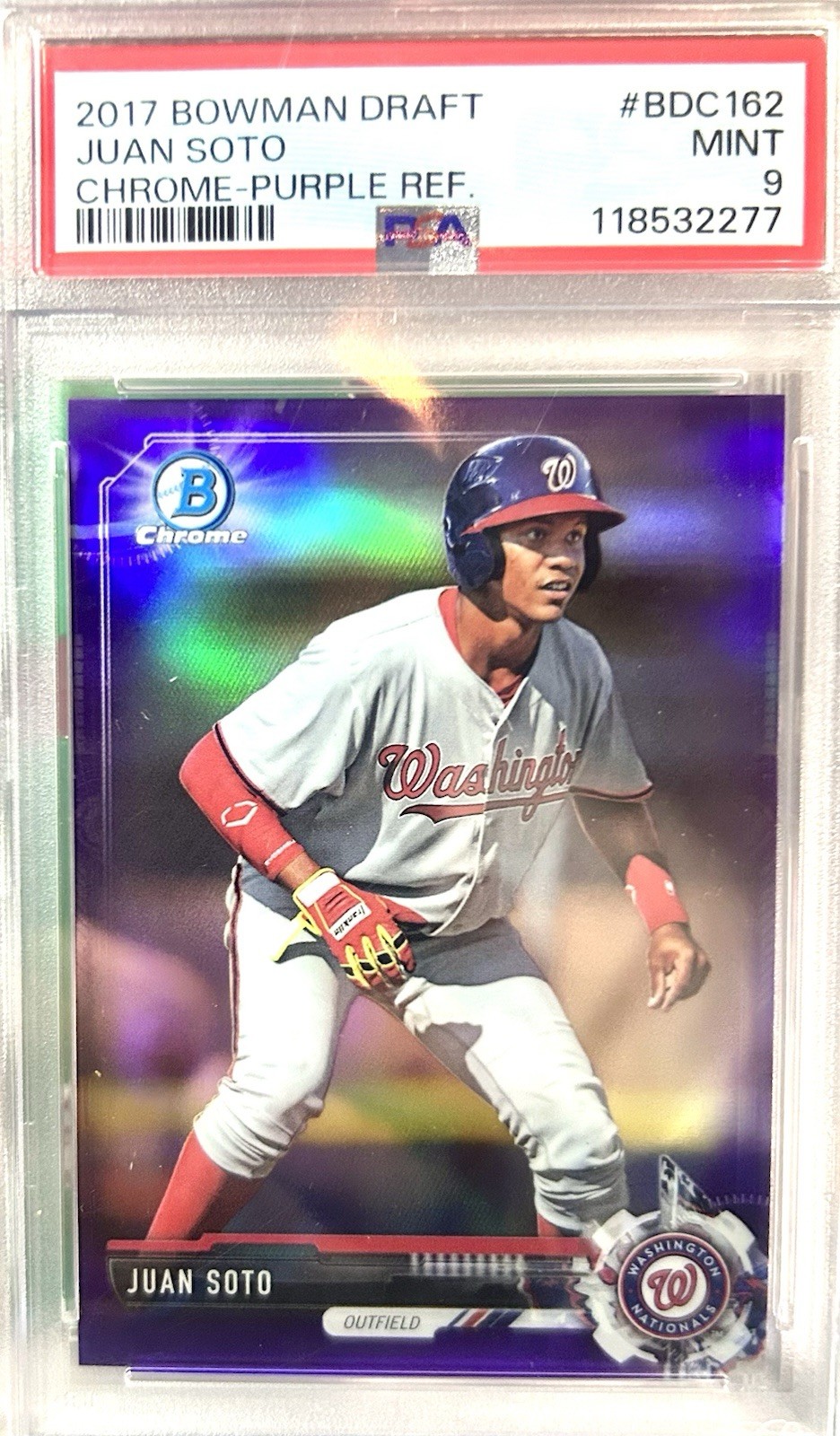 2017 Bowman Chrome Draft Juan Soto Purple (190/250) Refractor ~ PSA 9 ⚾️⭐️