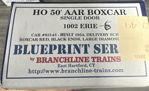 Branchline Trains Blueprint HO Kit 1002 50’ AAR Boxcar Erie #63143 | Zustand: New