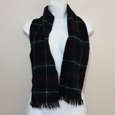 Johnston of Elgin plaid wool green unisex scarf academia retro Y2K winter cozy