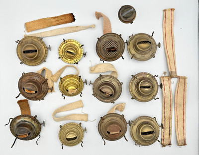 Lot of 12 Vintage Antique Eagle Oil Lamp Burners Salvaged Kerosene #2/#1 & Wicks