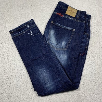 Dsquared2 Skater Jeans Mens Size 50 Blue Paint Splash Distress Stitch S74Lb0764
