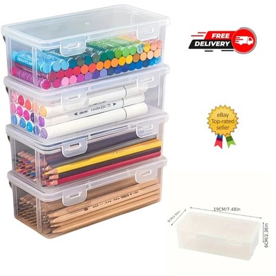 2 Stück große transparente Federmäppchen Etui Buntstift Aufbewahrung 19 x 9 x 6 cm UK