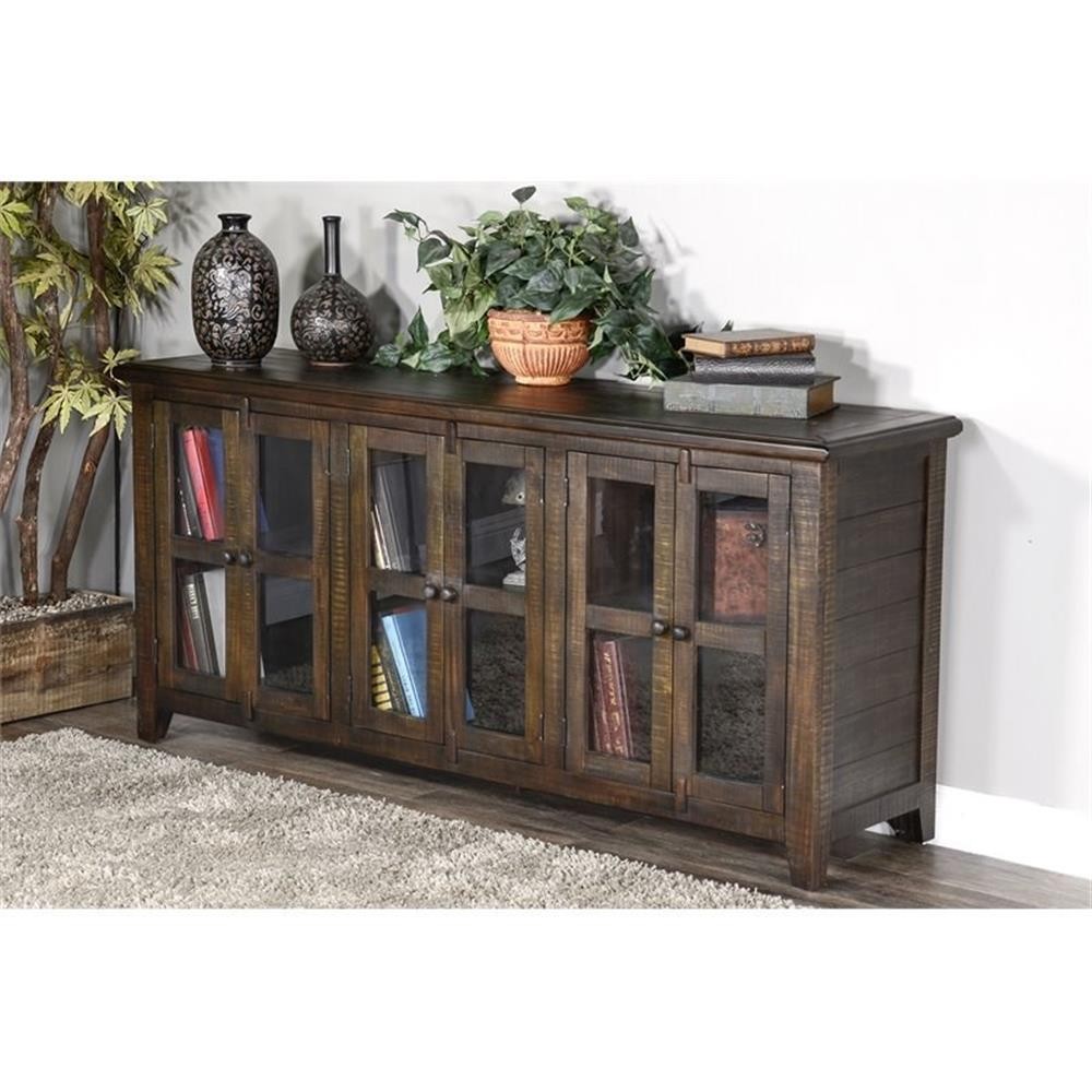 Sunny Designs 70" Wood TV Cabinet for TVs up to 80" in Tobacco Leaf