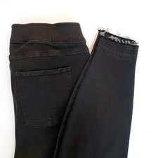 Spanx Black Distressed Skinny Jeans Pull On High Waist Frayed Hem Womens XL TG