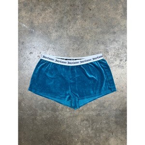 Juicy Couture Velour Sleep Shorts Womens XL Teal Blue Excellent Rhinestone Logo