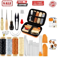 Leather Repair Sewing Kit: 31pcs Leather Working Tools with Pro Waxed Thread,...