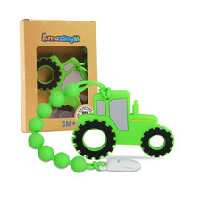 Baby Food Grade Silicone Tractor Truck Teether Toy with One Piece Design Pacifie
