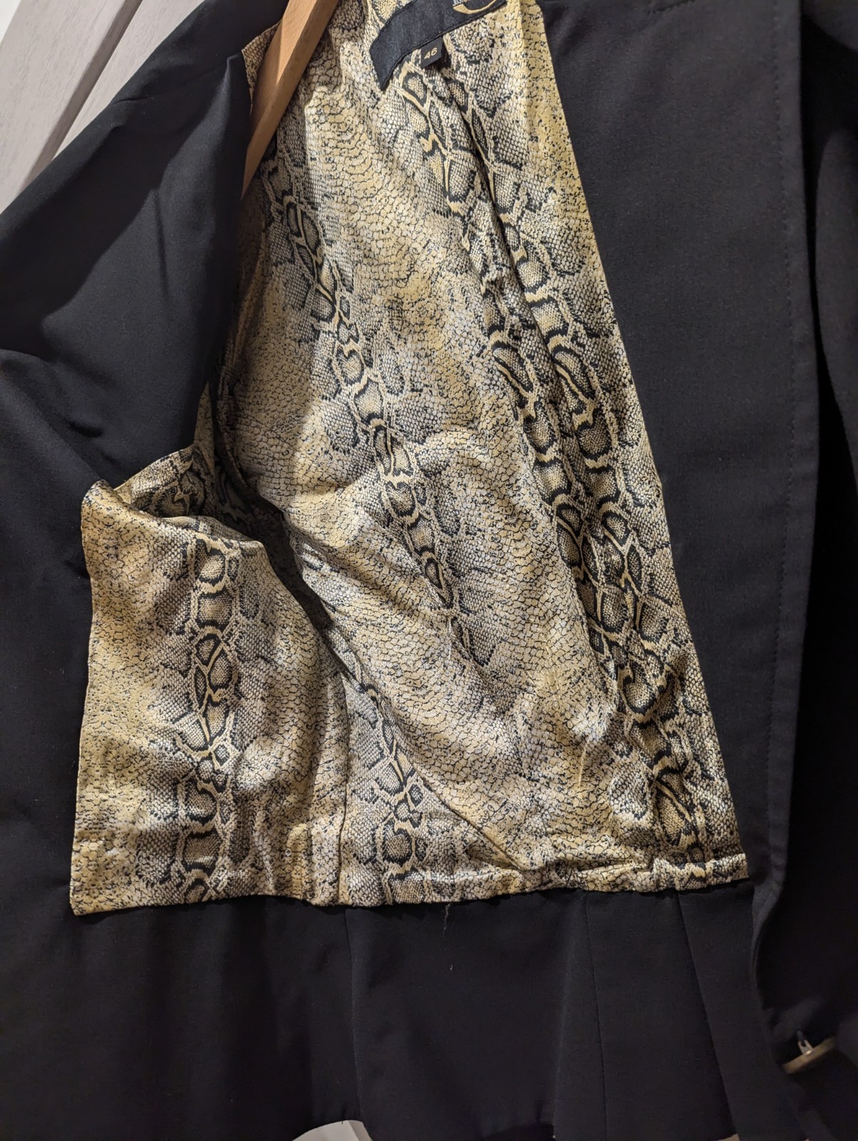 Just Cavalli Black Blazer Wool IT 46 Python Print… - image 7