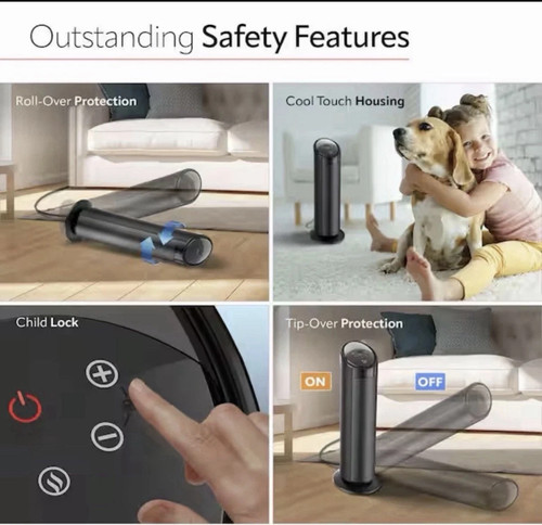 Lasko 1500W 22" Digital Ceramic Tower Space Heater with Child Lock & Remote - Picture 10 of 11