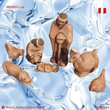 ❄️🎄Vintage 7pc Handmade Peruvian Terracotta Folk Art Nativity Scene (1986)