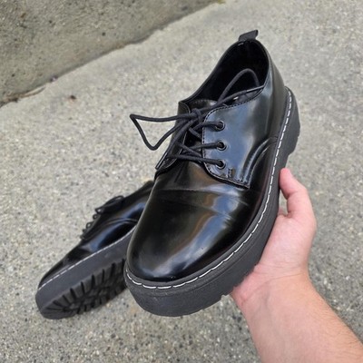 靴 leather shoes vintage 90s Vintage 90s Y2K Candies Brown Chunky Platform Leather Shoes Size