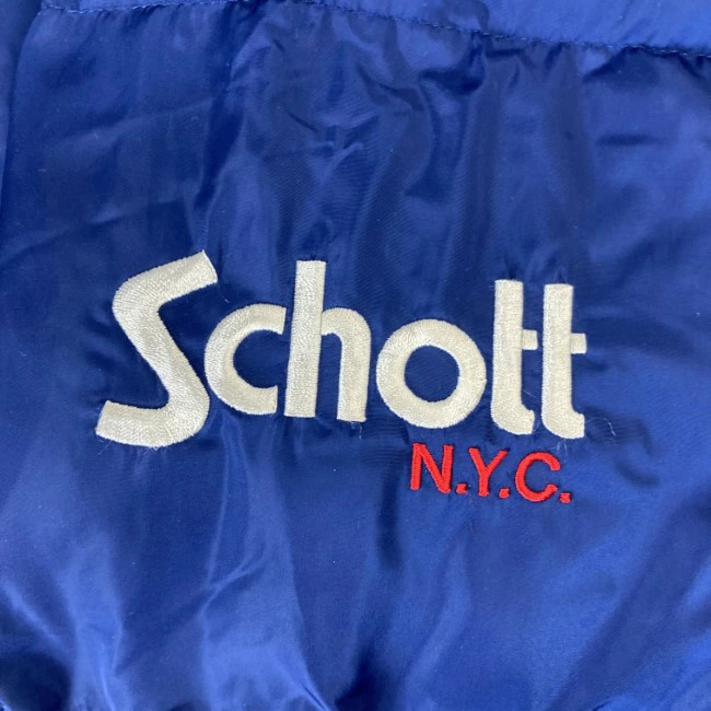 Schott Down Jacket Nylon Coat High Neck Full Zip … - image 4