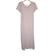Vintage Shadowline Long Nightgown Short Sleeve Size SMALL Pink Embroidered NWOT