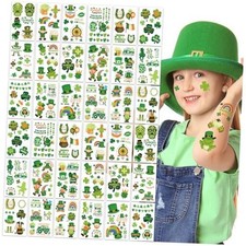 252 PCS St Patricks Day Temporary Tattoos For Kids Men Women, 36 Sheets Green