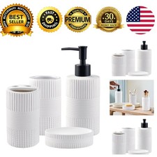 Bathroom Accessories Set of 4 Ceramic Toothbrush Holder Soap Dispenser Soap Dish