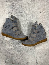 Sneakers con zeppa alta in denim e pelle stile Isabel Marant Bekett taglia 36 Y2K