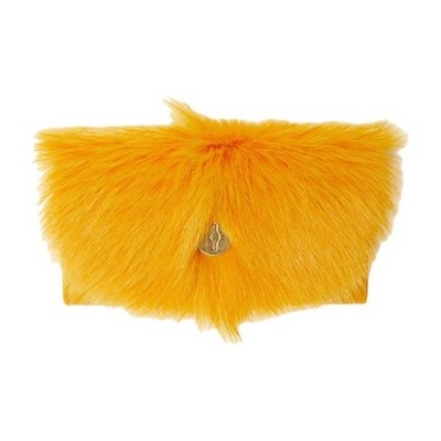 Burberry Goat Hair Trim Textured Calfskin Wallet Women Yellow 7.6 x 1.3 x 4.1 in