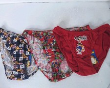 GARFIELD Plaid Red Blue Size 7 Cotton No Fly Bikini Brief NEW Vintage Lot Of 3