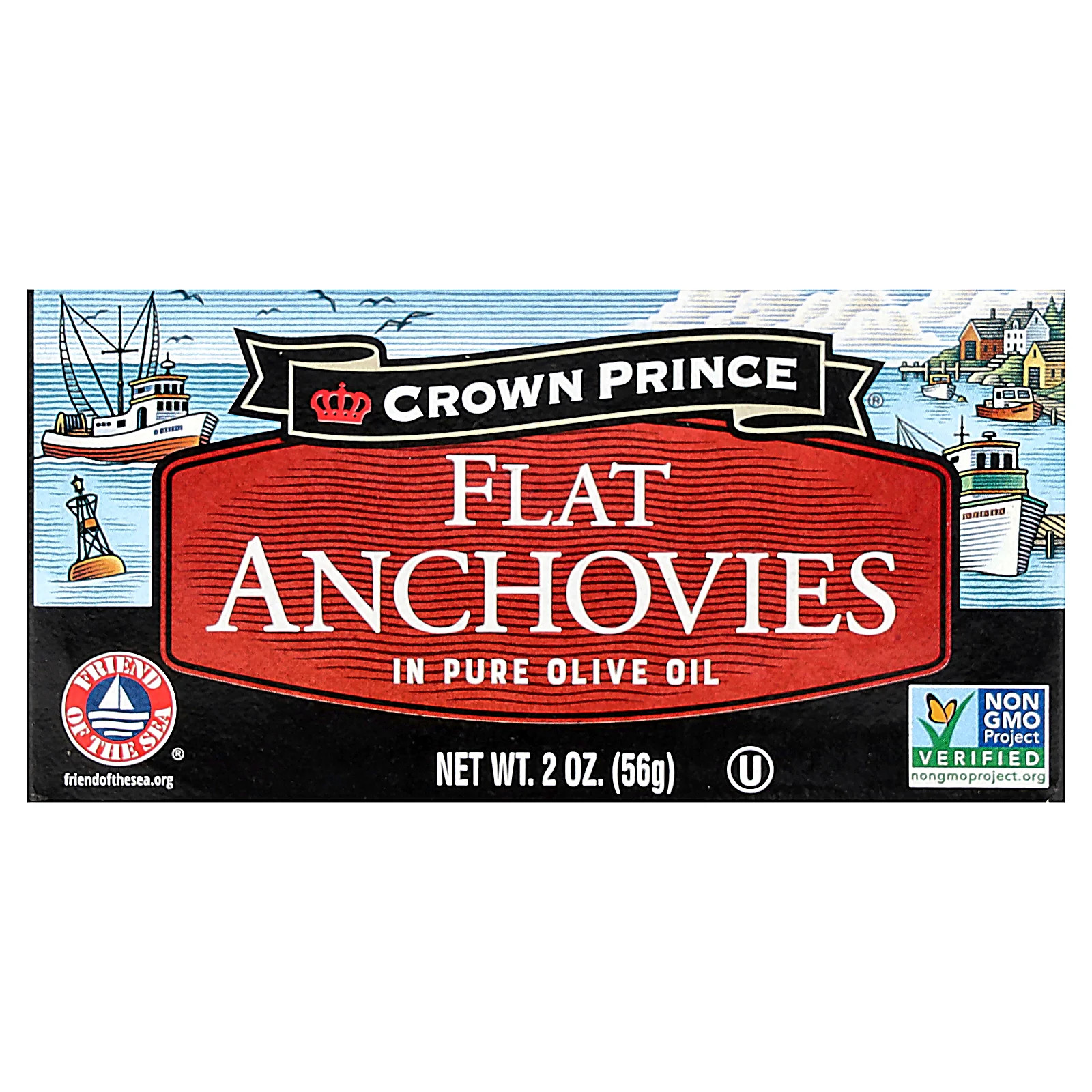 Плоские анчоусы, в чистом оливковом масле, 2 унции (56 г)