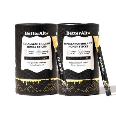 Better Alt Pure Himalayan Shilajit Energy Sticks with Organic Honey, Pack of 2