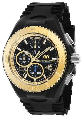 Technomarine TM-115111 Men's Cruise JellyFish Black Retro Strap Gold Bezel 46mm