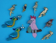 Lot of 8 Cockatiel Bird Brooch Pin Earrings Animal Enamel Rhinestone Parrot
