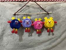 Handmade Rainbow Sprite Pom Pom Set Of 4 Wall Hanging Home Decor Ornaments