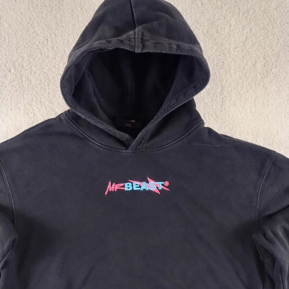 Mr. Sudadera con Capucha Oficial Beast Juvenil 14/Hombre Pequeña Negra Bordada Logo Algodón  Foto 2 de 4