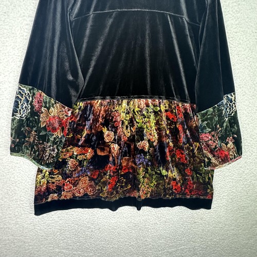 Caleoaas Plus Size 2X Velvet Boho Floral Tunic Top Black Multicolor Embroidered - Picture 10 of 14
