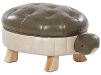 SüßEr Hocker FüR Kinder In SchildkröTenform DunkelgrüN / Beige Lederoptik Turtle